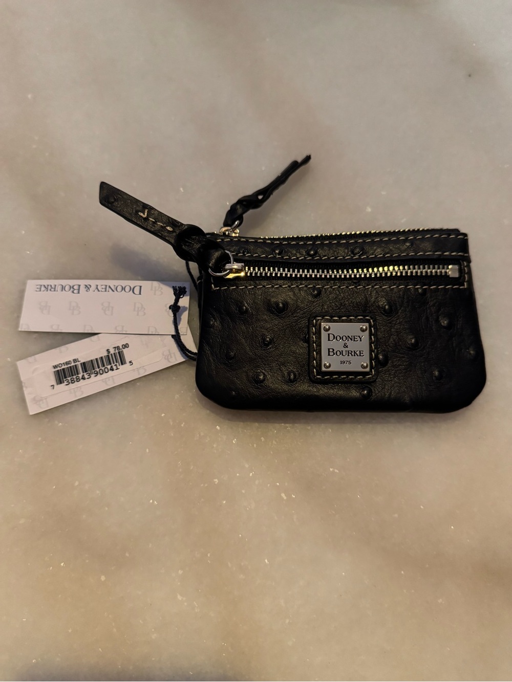 Dooney & Bourke Black Ostrich-Embossed keychain